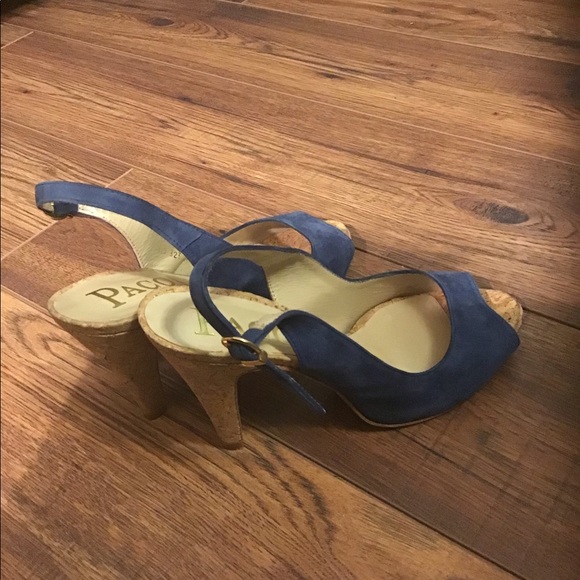 PacoGil blue suede sling back heels - Picture 3 of 5